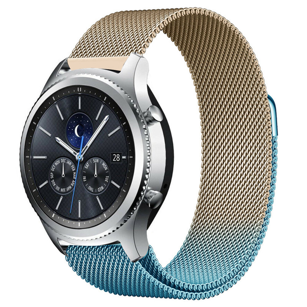 Strap-it Strap-it Bracelet Milanais Samsung Gear S3 (bleu/or) Strap-it Strap-it Bracelet Milanais Samsung Gear S3 (bleu/or)