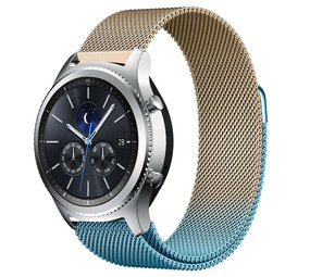 Strap-it Bracelet Milanais Samsung Gear S3 (bleu/or)