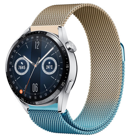 Strap-it Strap-it Bracelet Milanais Huawei Watch GT 3 46mm (bleu/or)