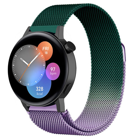 Strap-it Strap-it Bracelet Milanais Huawei Watch GT 3 42mm (violet/vert) Strap-it Strap-it Bracelet Milanais Huawei Watch GT 3 42mm (violet/vert)