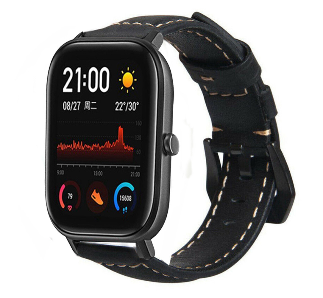 Strap-it Strap-it Bracelet cuir Xiaomi Amazfit GTS (noir)