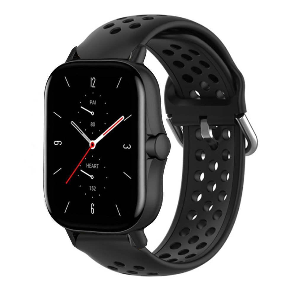 Strap-it Strap-it Bracelet silicone avec trous Amazfit GTS 2 (noir)