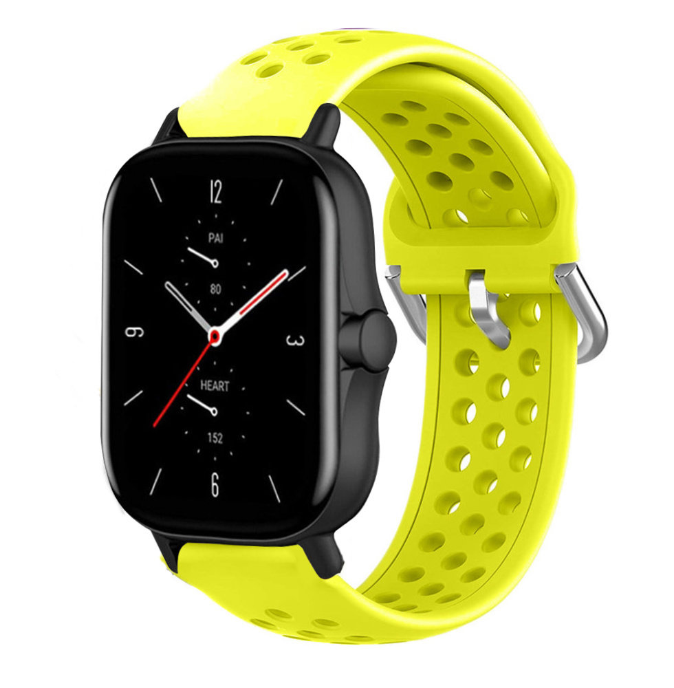 Strap-it Strap-it Bracelet silicone avec trous Amazfit GTS 2 (jaune)