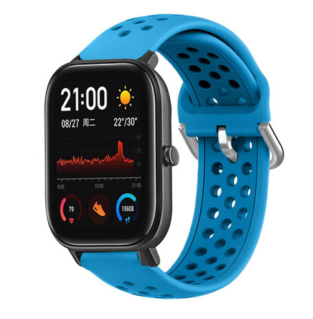 Strap-it Strap-it Bracelet silicone avec trous Xiaomi Amazfit GTS (bleu clair)
