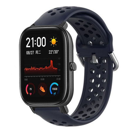 Strap-it Strap-it Bracelet silicone avec trous Xiaomi Amazfit GTS (bleu foncé)