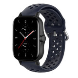 Strap-it Bracelet silicone avec trous Amazfit GTS 2 (bleu foncé)