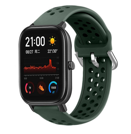 Strap-it Strap-it Bracelet silicone avec trous Xiaomi Amazfit GTS (vert armée)