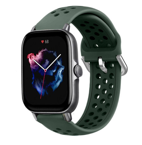 Strap-it Strap-it Bracelet silicone avec trous Amazfit GTS 3 (vert armée)