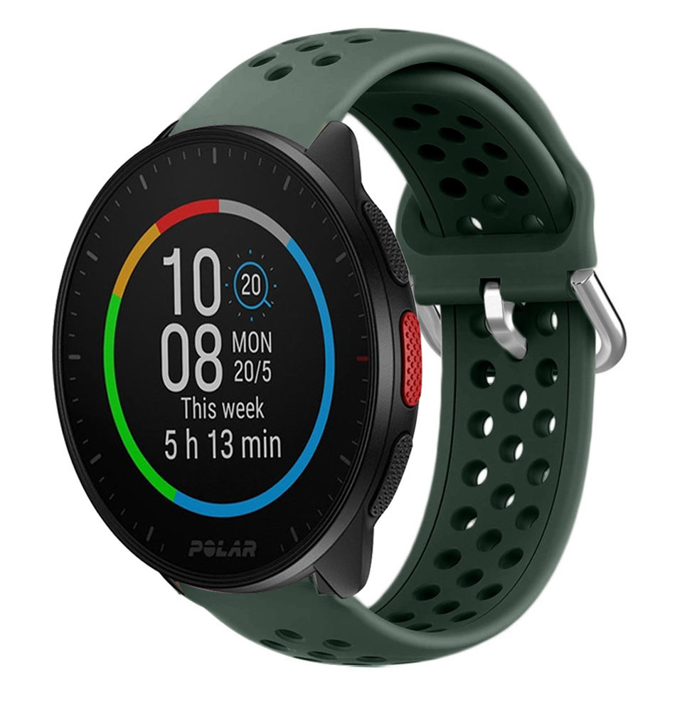 Strap-it Strap-it Bracelet silicone avec trous Polar Pacer (vert armée)