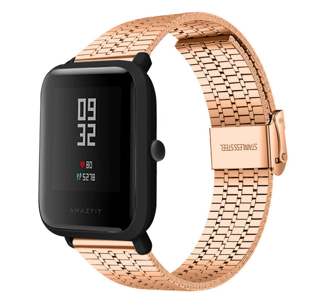 Strap-it Strap-it Bracelet acier inoxydable Xiaomi Amazfit Bip (or rose) Strap-it Strap-it Bracelet acier inoxydable Xiaomi Amazfit Bip (or rose)
