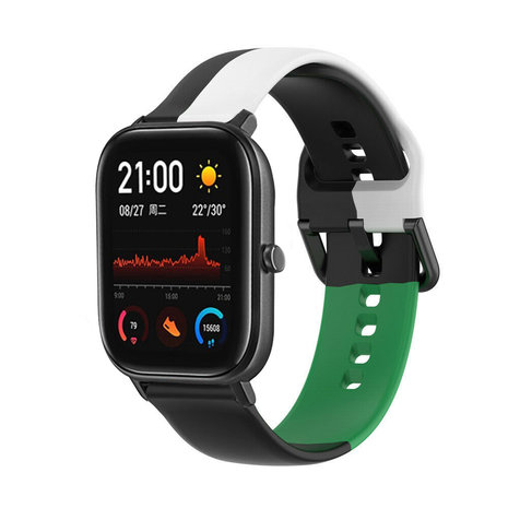 Strap-it Strap-it Bracelet triple sport Xiaomi Amazfit GTS (noir-blanc-vert) Strap-it Strap-it Bracelet triple sport Xiaomi Amazfit GTS (noir-blanc-vert)