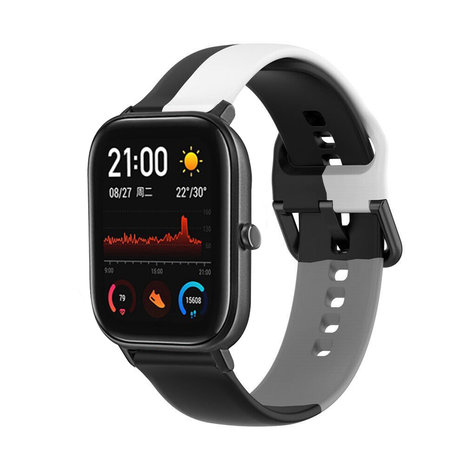 Strap-it Strap-it Bracelet triple sport Xiaomi Amazfit GTS (noir-blanc-gris) Strap-it Strap-it Bracelet triple sport Xiaomi Amazfit GTS (noir-blanc-gris)