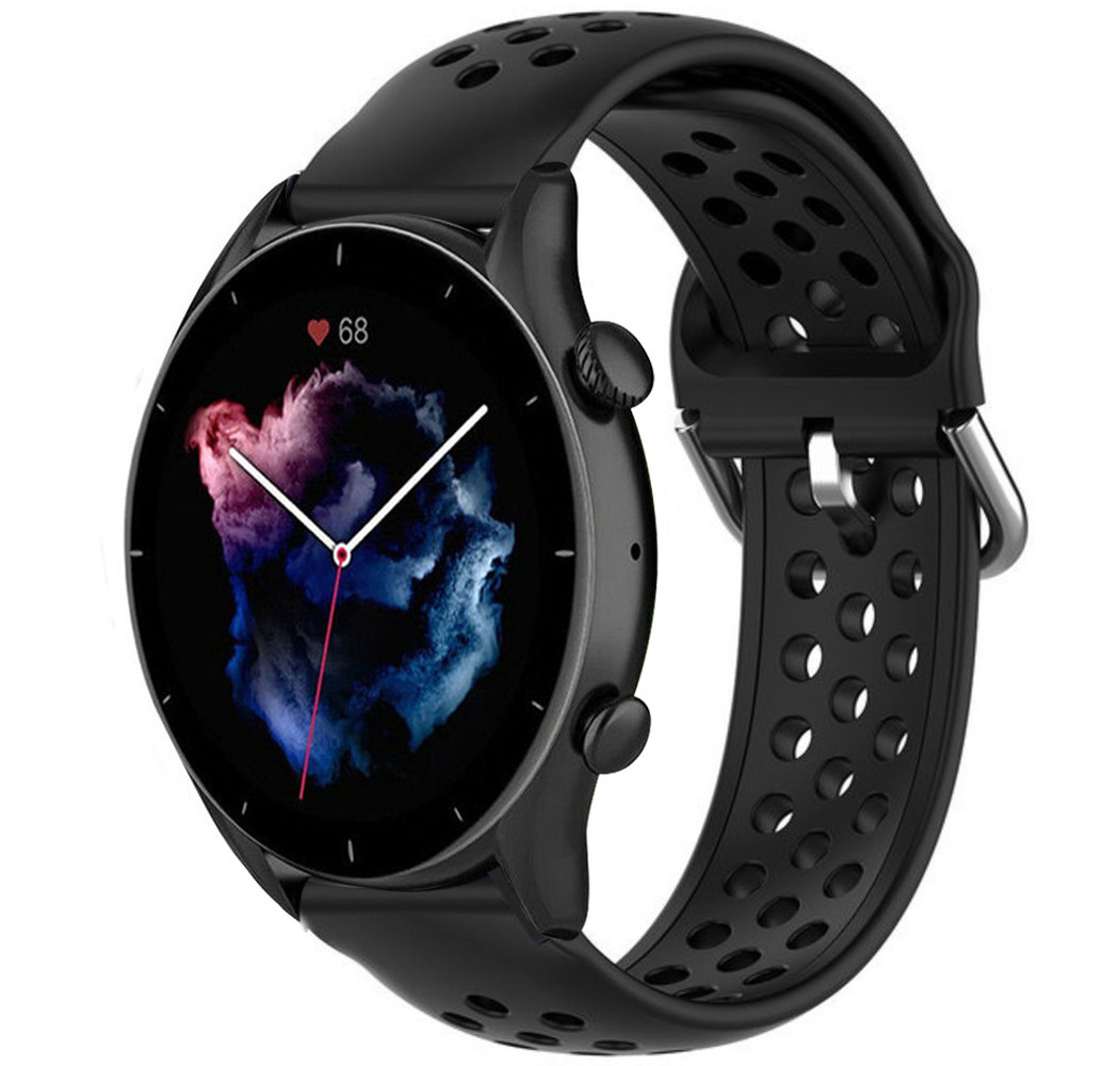 Strap-it Strap-it Bracelet silicone avec trous Amazfit GTR 3 (Pro) (noir)