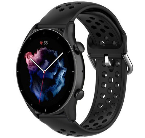Strap-it Strap-it Bracelet silicone avec trous Amazfit GTR 3 (Pro) (noir)