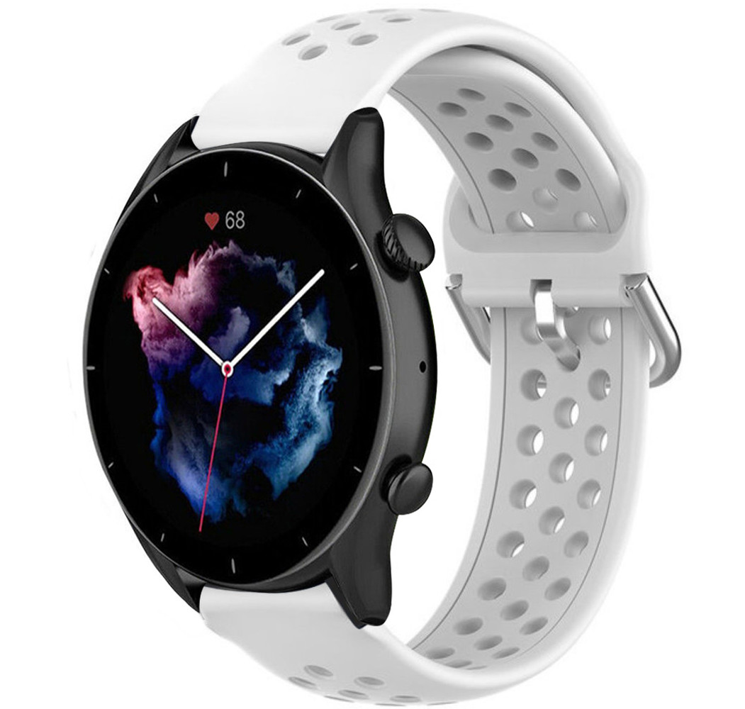 Strap-it Strap-it Bracelet silicone avec trous Amazfit GTR 3 (Pro) (blanc)