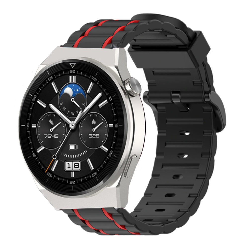 Strap-it Strap-it Bracelet sport à boucle Huawei Watch GT 3 Pro 46mm (noir/rouge)
