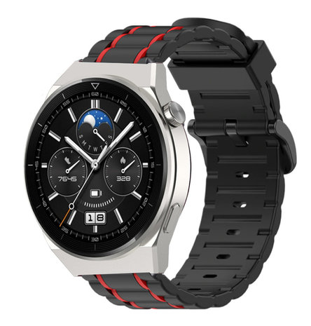 Strap-it Strap-it Bracelet sport à boucle Huawei Watch GT 3 Pro 46mm (noir/rouge)