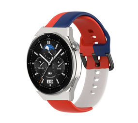 Strap-it Bracelet triple sport Huawei Watch GT 3 Pro 46mm (rouge-blanc-bleu) Strap-it Bracelet triple sport Huawei Watch GT 3 Pro 46mm (rouge-blanc-bleu)