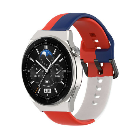 Strap-it Strap-it Bracelet triple sport Huawei Watch GT 3 Pro 46mm (rouge-blanc-bleu) Strap-it Strap-it Bracelet triple sport Huawei Watch GT 3 Pro 46mm (rouge-blanc-bleu)