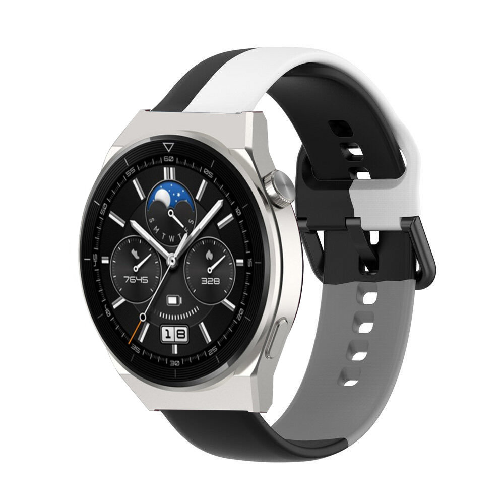 Strap-it Strap-it Bracelet triple sport Huawei Watch GT 3 Pro 46mm (noir-blanc-gris)