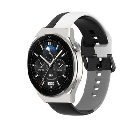 Strap-it Bracelet triple sport Huawei Watch GT 3 Pro 46mm (noir-blanc-gris)