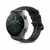Strap-it Bracelet silicone/cuir Huawei Watch GT 2 Pro (noir)