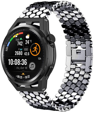 Strap-it Strap-it Bracelet acier poisson Huawei Watch GT Runner (noir)