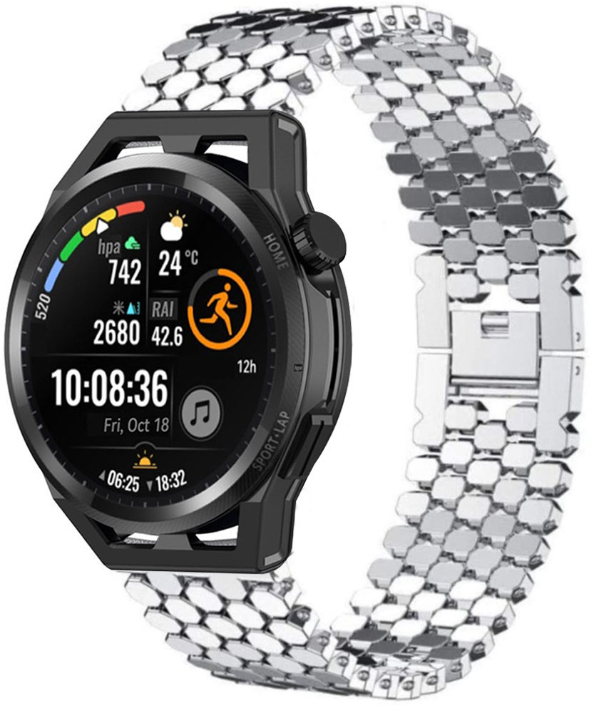 Strap-it Strap-it Bracelet acier poisson Huawei Watch GT Runner (argent)