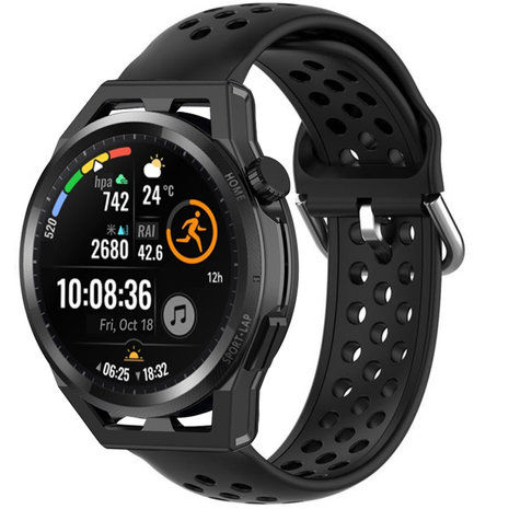 Strap-it Strap-it Bracelet silicone avec trous Huawei Watch GT Runner (noir)