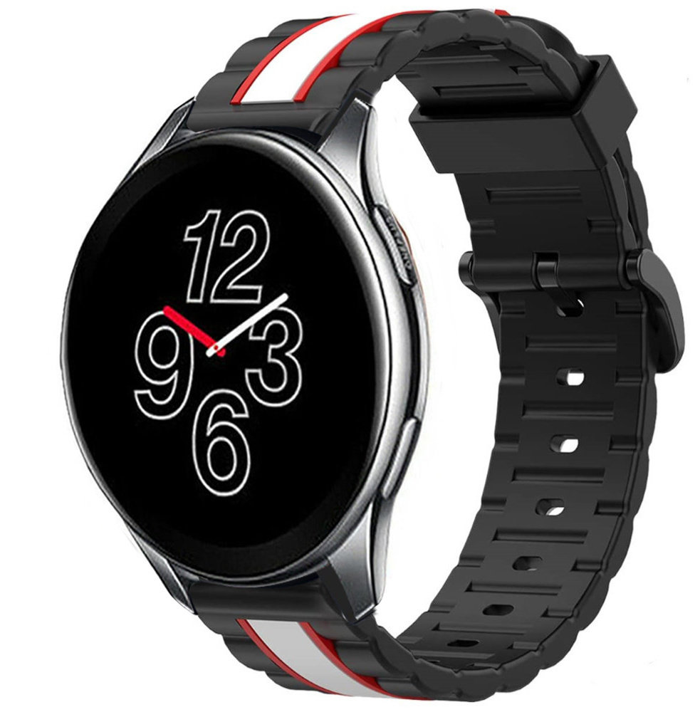 Strap-it Strap-it Bracelet silicone/cuir OnePlus Watch (noir/blanc)