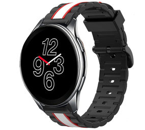 Strap-it Bracelet silicone/cuir OnePlus Watch (noir/blanc)
