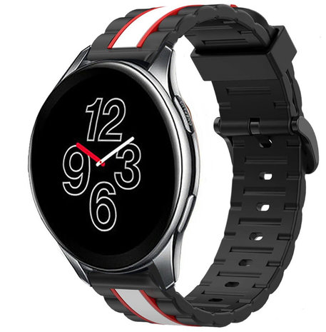 Strap-it Strap-it Bracelet silicone/cuir OnePlus Watch (noir/blanc)