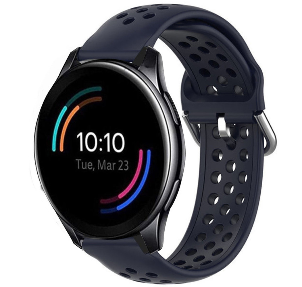 Strap-it Strap-it Bracelet silicone avec trous OnePlus Watch (bleu foncé)