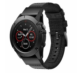 Strap-it Bracelet hybride nylon Garmin Fenix 5/6 (noir)
