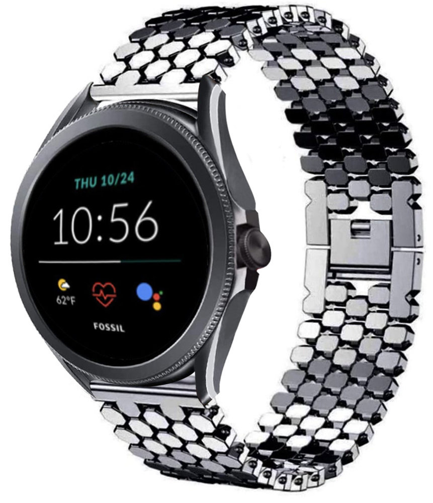 Strap-it Strap-it Bracelet acier poisson Fossil Gen 5e 44mm (noir)