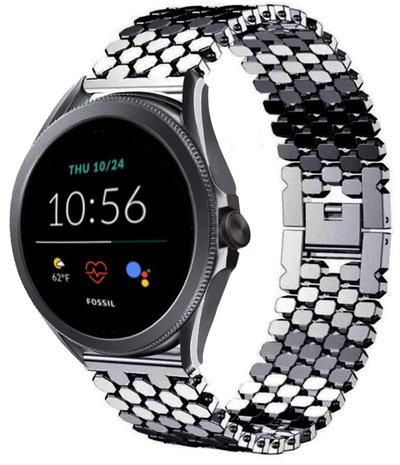 Strap-it Strap-it Bracelet acier poisson Fossil Gen 5e 44mm (noir)