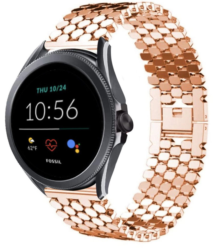 Strap-it Strap-it Bracelet acier poisson Fossil Gen 5e 44mm (or rose)