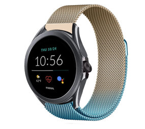 Strap-it Fossil Gen 5e Bracelet Milanais 44mm (bleu/or)