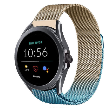 Strap-it Strap-it Fossil Gen 5e Bracelet Milanais 44mm (bleu/or)