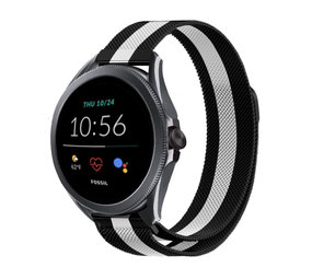 Strap-it Fossil Gen 5e Bracelet Milanais 44mm (noir/blanc)