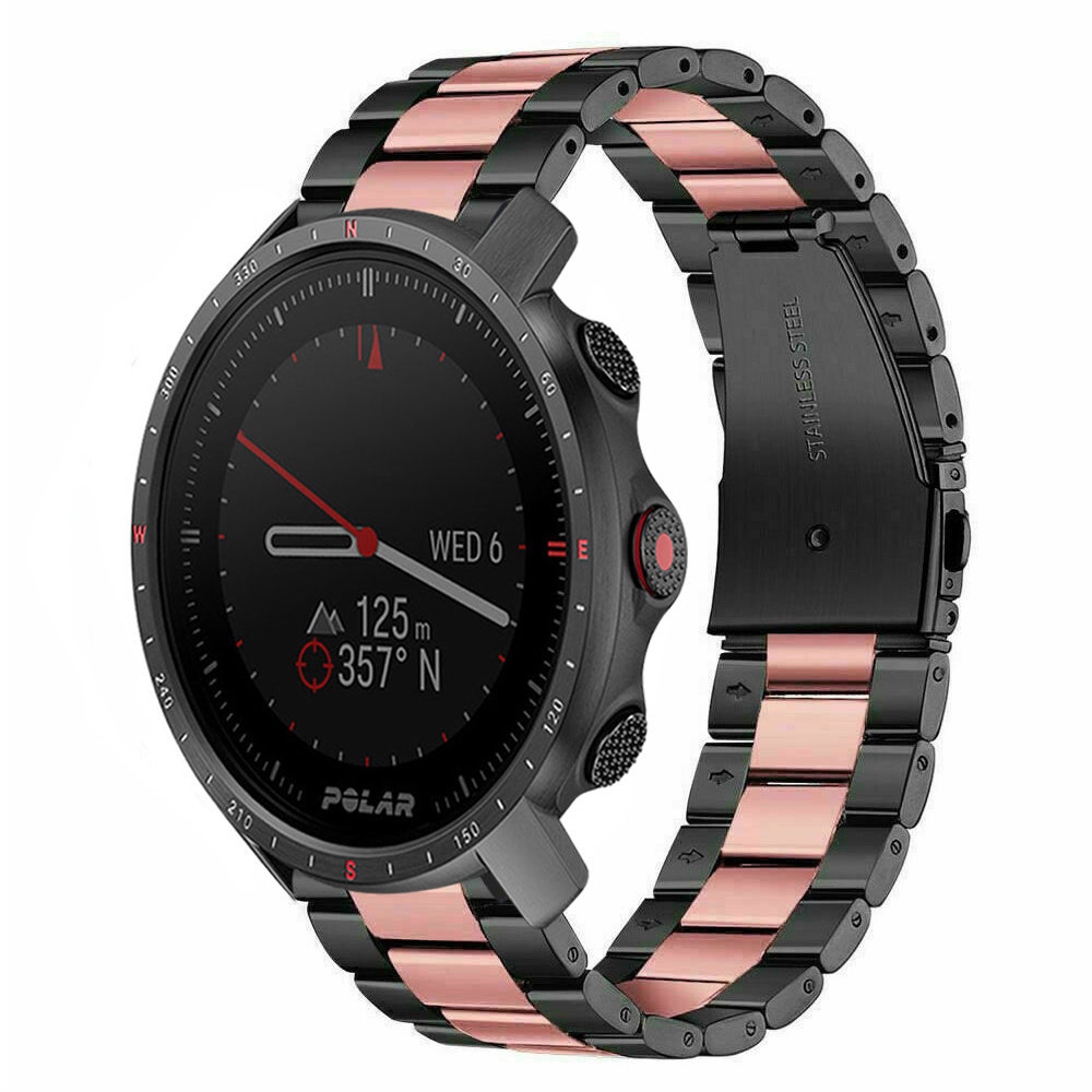 Bracelet acier Polar Grit X Pro (noir/rose) Braceletsmartwatch.fr