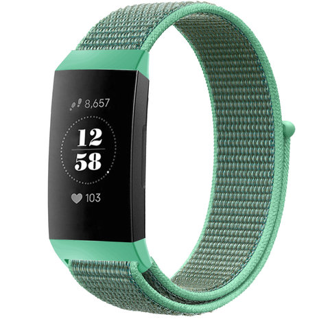 Strap-it Strap-it Bracelet nylon Fitbit Charge 3 (menthe)