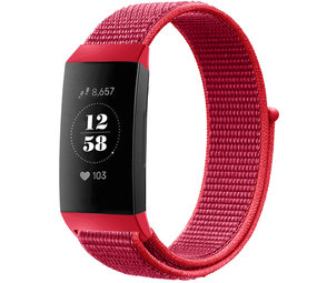 Strap-it Bracelet nylon Fitbit Charge 3 (rouge)