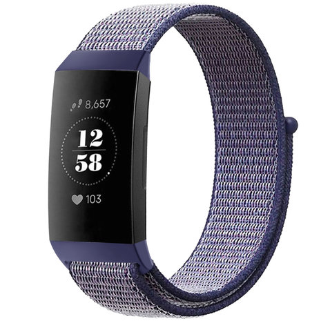 Strap-it Strap-it Bracelet nylon Fitbit Charge 4 (bleu foncé)