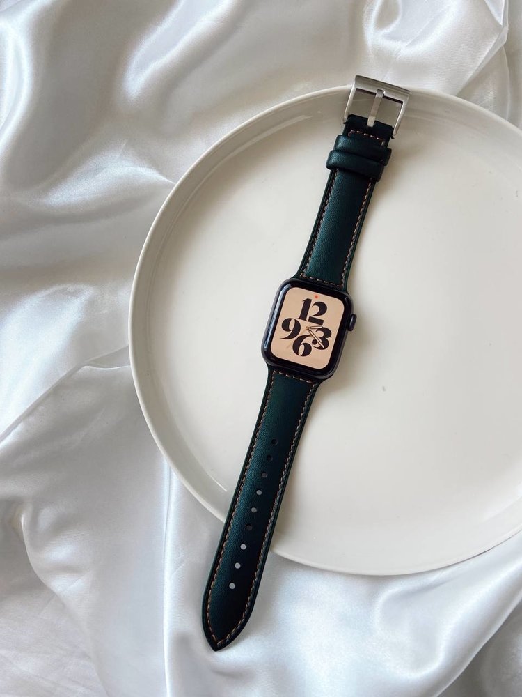 Strap-it Strap-it Bracelet cuir Apple Watch 8 (vert)