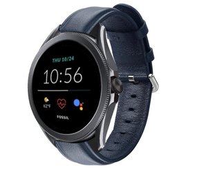 Strap-it Bracelet cuir Fossil Gen 5e 44mm (bleu foncé)