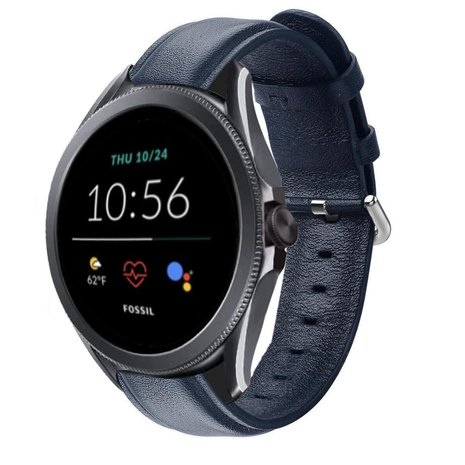 Strap-it Strap-it Bracelet cuir Fossil Gen 5e 44mm (bleu foncé) Strap-it Strap-it Bracelet cuir Fossil Gen 5e 44mm (bleu foncé)