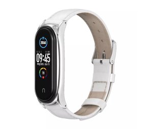 Strap-it Bracelet cuir Xiaomi Mi Band 5 (blanc)