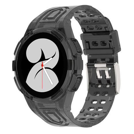 Strap-it Strap-it Bracelet silicone intégral Samsung Galaxy Watch 4 44mm (noir transparent)