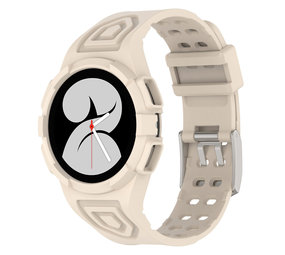 Strap-it Bracelet silicone intégral Samsung Galaxy Watch 4 44mm (blanc ivoire)